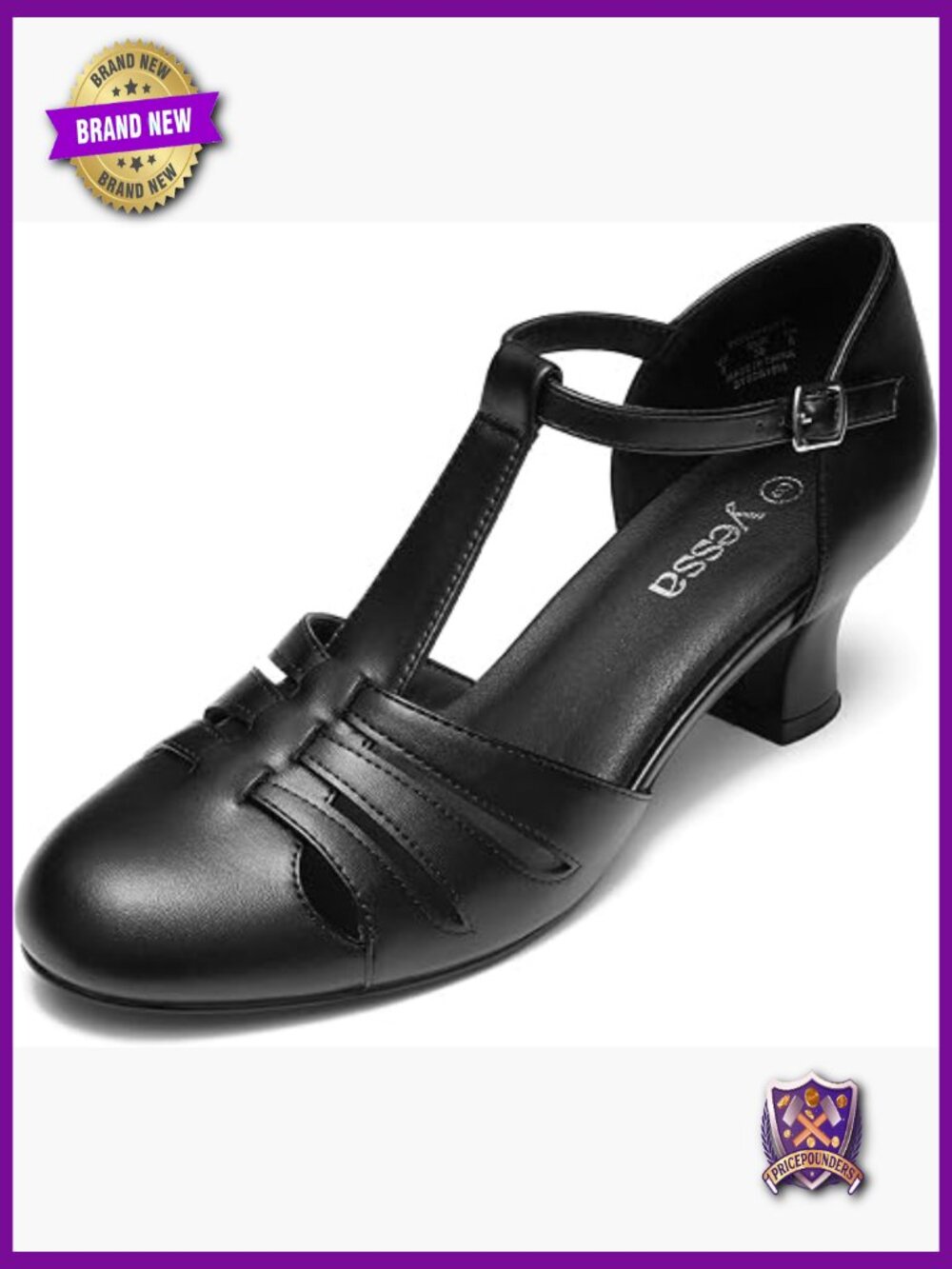 Vintage T-Strap Dance Shoes with Buckle Closure for Ballroom Latin Salsa Swing